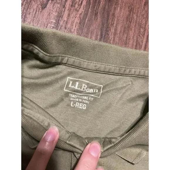 L.L. Bean Men’s Solid Olive Green Short‎ Sleeve Collared Shirt -Large - Picture 3 of 5